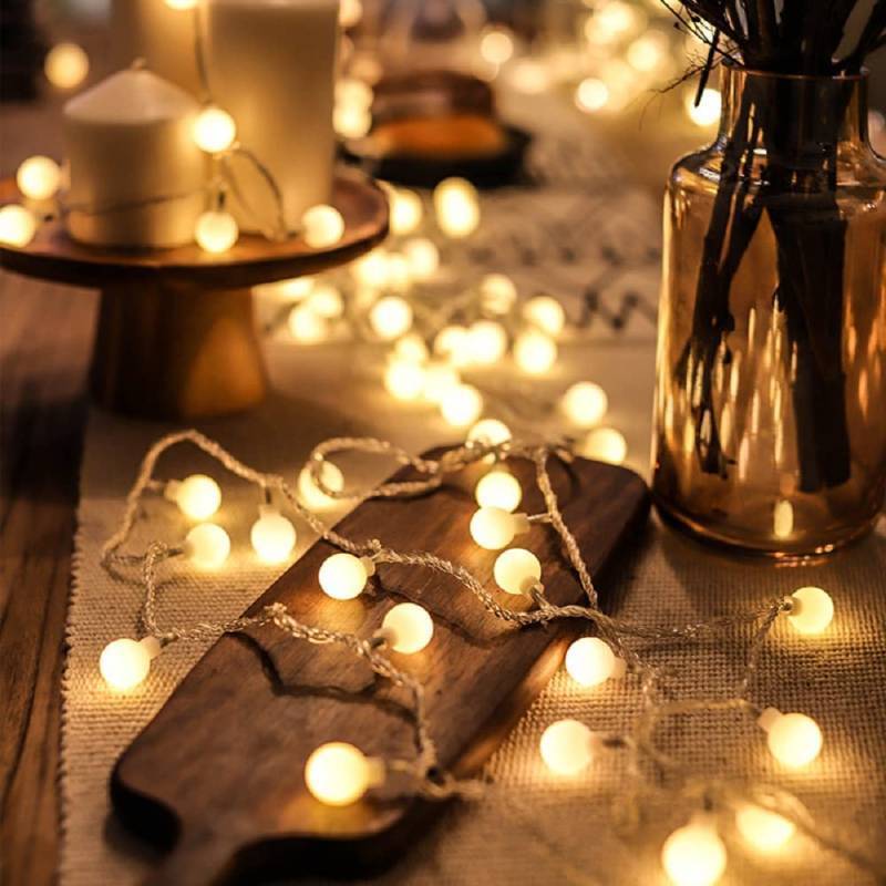 lot 14225 image: Globe String Lights 20ft 40 LED USB Powered Warm White Fairy Lights for Birthday Party Wedding Christmas and Home Decoration.