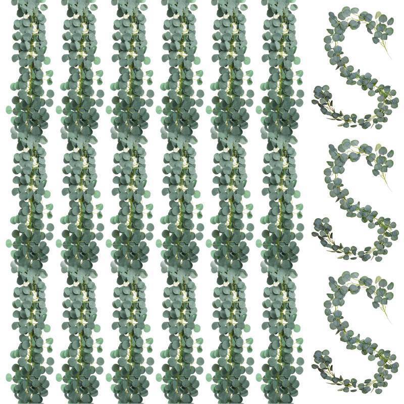 lot 14219 image: 30 Pcs Artificial Eucalyptus Garland 7ft Fake Eucalyptus Greenery Garland Wreath Vines Faux Hanging Plants Artificial Vines for Wedding Backdrop Arch Wall Table Party Outdoor Festival Decor
