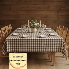 lot 20436 image: Brown and White Gingham Check Mini Skirt Table Cloth for Rectangle Table