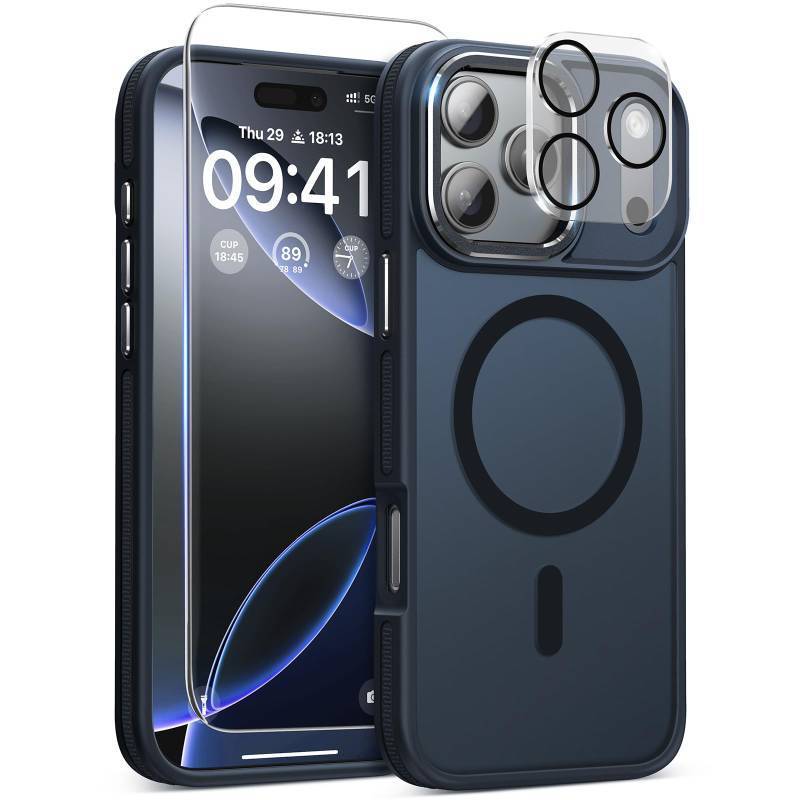 lot 12111 image: Magnetic 3 in 1 for iPhone 17 Pro Case, Omni-Directional Protection with 1x Screen Protector  1x Camera Cover, Seamless Work with Magsafe Shockproof Slim Thin Matte Case for iPhone 17 Pro Black