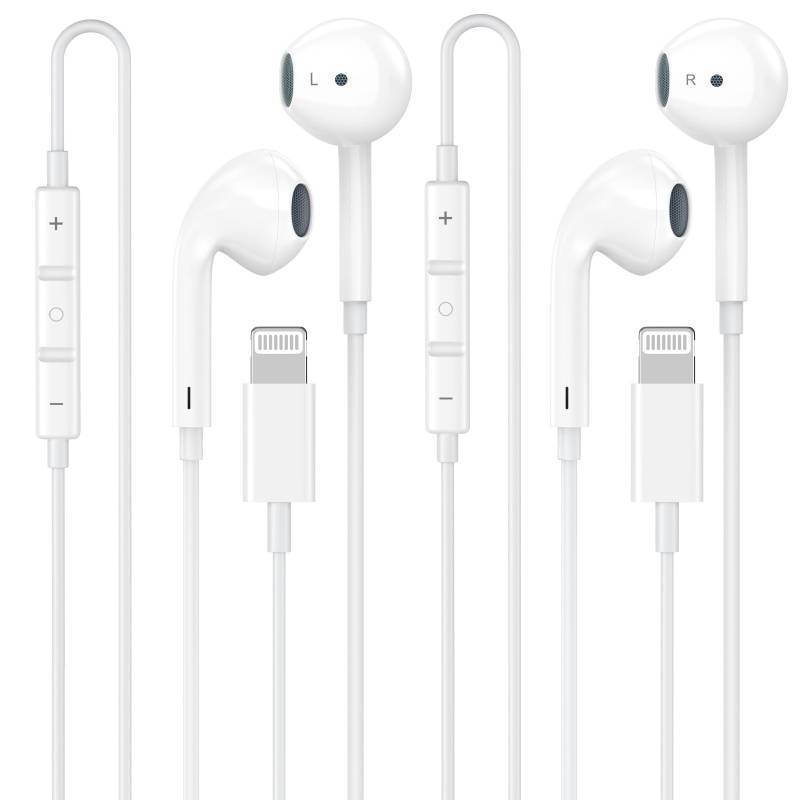 lot 14148 image: Apple MFi Certified for iPhone Headphones Wired EarbudsEarphones with Built-in Microphone & Volume Control HiFi Stereo Nosie Reduction Compatible for iPhone 14 13 12 11 Pro Max XS XR X 8 7, 2 Pack