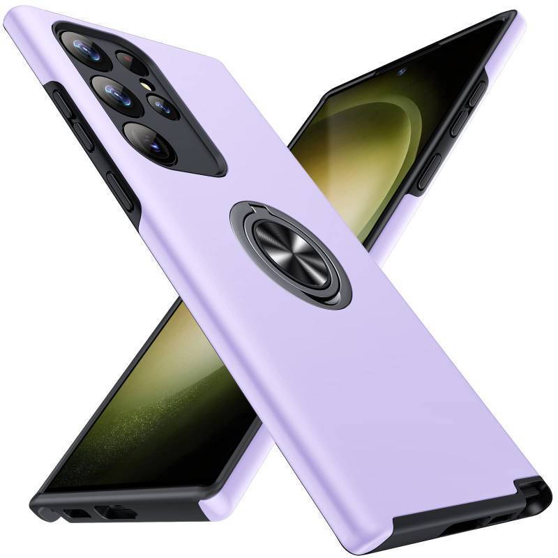 lot 12156 image: JAME for S23 Ultra Case, Slim Soft Bumper Case for Galaxy S23 Ultra, with Ring Holder Kickstand for Samsung S23 Ultra Cover, Military-Grade Protection for Samsung Galaxy S23 Ultra Case, Purple