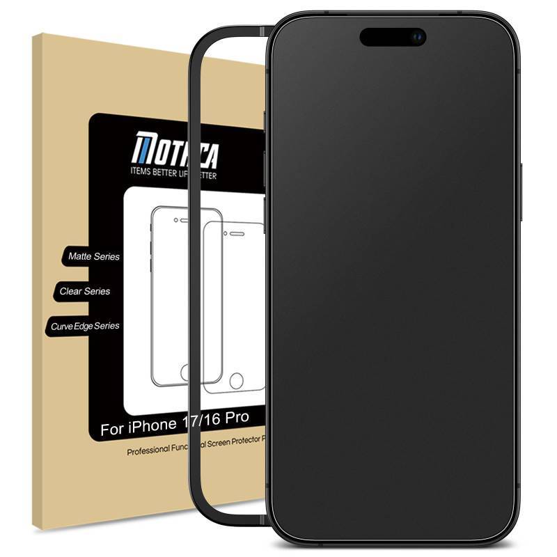 lot 12181 image: Mothca Matte Glass Screen Protector for iPhone 17  iPhone 16 Pro (6.3 inch) Anti-Glare & Anti-Fingerprint Tempered Glass Film, Easy Installation Frame Case Friendly, Bubble Free - Smooth as Silk
