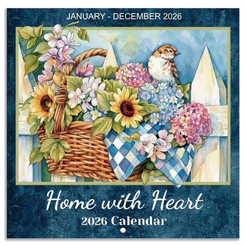 lot 4260 image: 2026 Calendar - 2026 Wall Calendar, Jan. 2026 - Dec. 2026, 12 x 24 (Open), Home with Heart Calendars, 12-Month Calendars with Stapled Binding