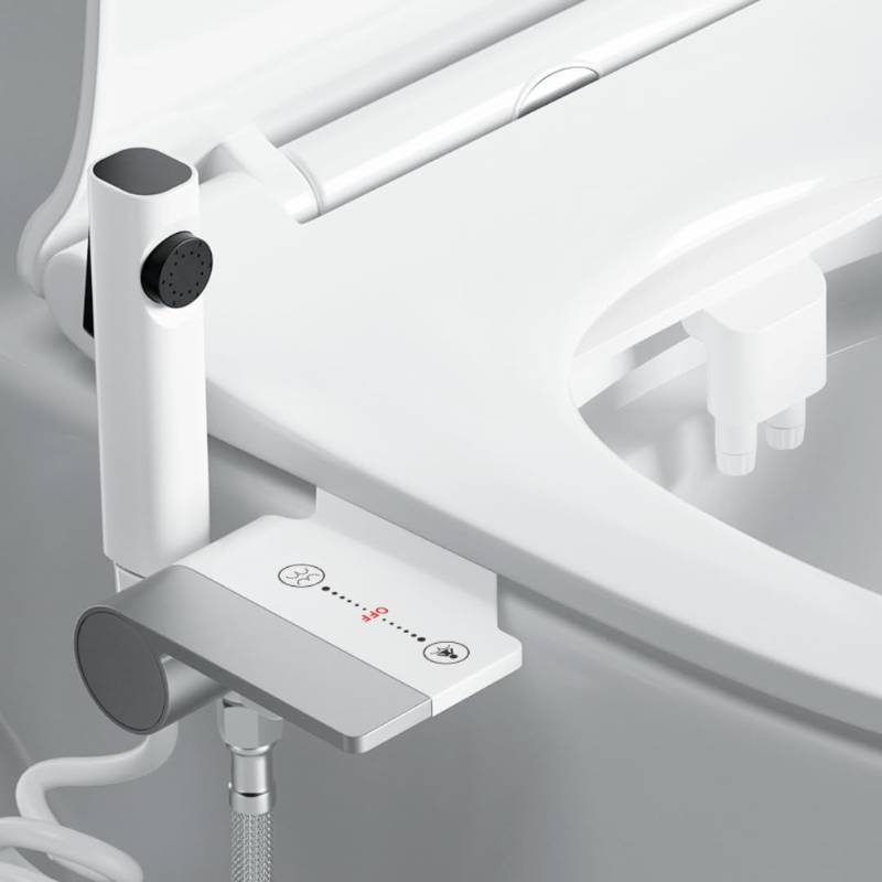 lot 12072 image: 3-in-1 Bidet Attachment with Handheld Sprayer for Toilet, Ultra-Slim Non-Electric Cold Water Bidet, Dual Nozzle (FeminineRear Wash) with Adjustable Water Pressure Control, White