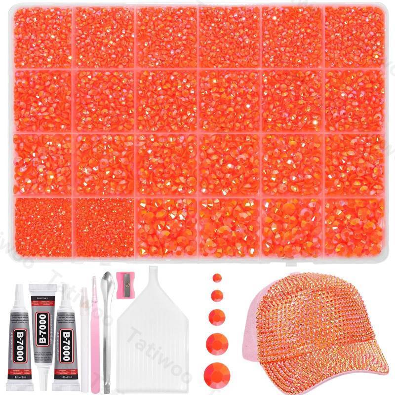 lot 4270 image: 20000Pcs Orange Flatback Jelly Resin Rhinestones for Bedazzling, Mix Sizes Crystal Rhinestones Gems, Orange Gems Bedazzling for Crafting, Flatback Rhinestone for DIY Face Makeup Crafts Tumblers