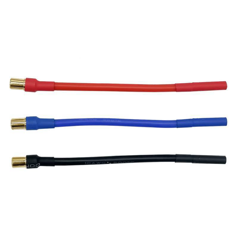 lot 4275 image: 3pcsSet 6.5MM Bullet Male to 4.0mm Female 12AWG 10CM ESC Extension Cable for RC Car Boat Brushless Motor ESC