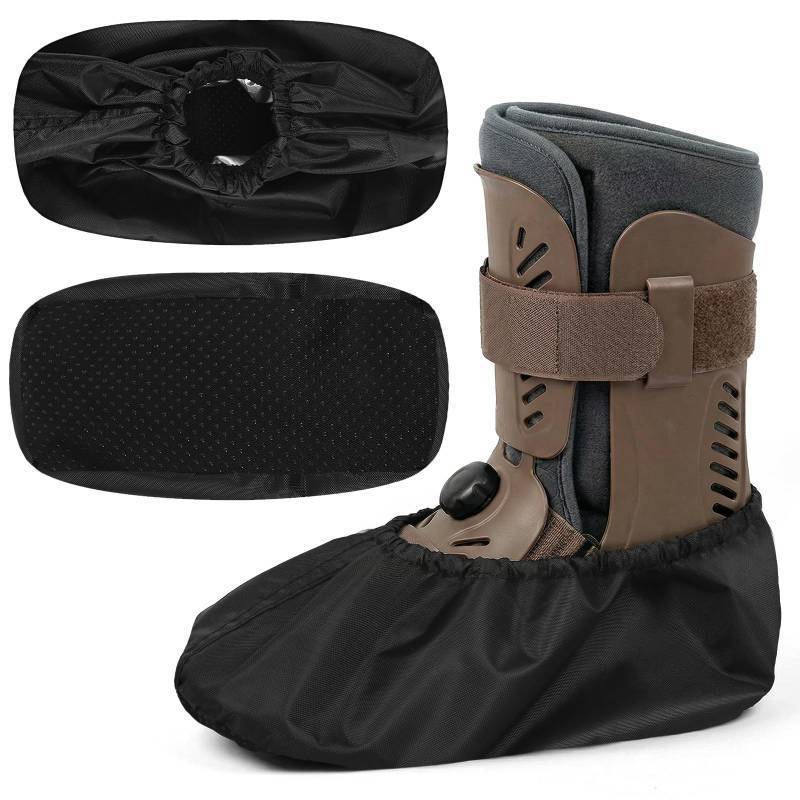 lot 4276 image: 2 Pcs Air Cam Walking Boot Covers, Cam Boot Cover for Medical Fracture, Waterproof Shoe Covers for Broken Foot Ankle Recovery Protection Machine Rain(Black, Medium)