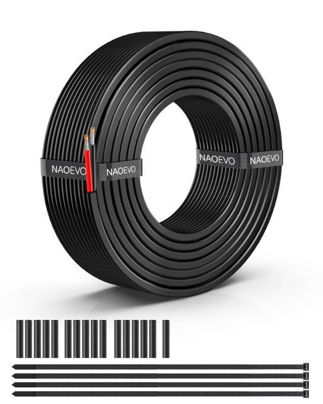lot 12077 image: NAOEVO 16 Gauge Wire 2 Conductor Electrical Wire, 16 AWG Stranded PVC Cord, 12V Low VoltageTinned CopperFlexible Cable for Automotive Wiring, Lamp Cord, Marine Cable (30FT)