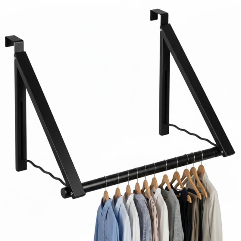 lot 12096 image: HOLDN�� STORAGE Over The Door Hanger - Foldable Rack Organizer for Hanging Clothes, Coats & Towels, Ideal for Dorm Rooms, Laundry, Bathrooms, Etc - Holds up to 35 LBs, Collapsible - Black