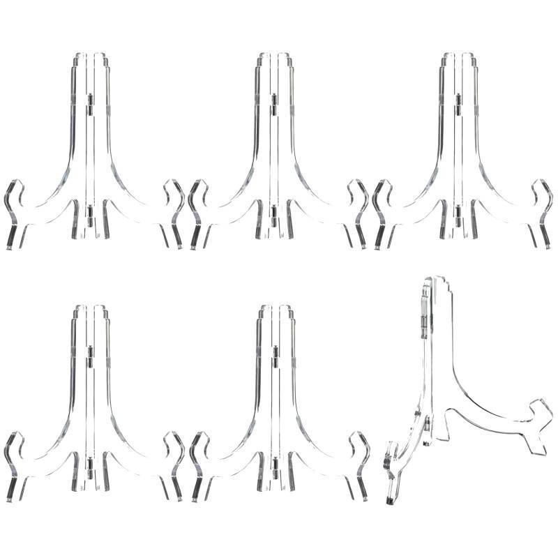 lot 19922 image: HESTYA 6 Pack Acrylic Easel Stand, Display Stand, Plate Holder for Display, Photo Holder Picture Frame Book(Clear,10 Inch)