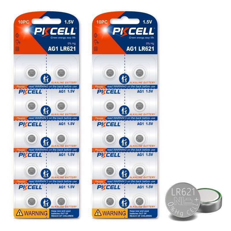 lot 12112 image: PKCELL 20 Pack SR621sw Watch Battery AG1 Battery 1.5V LR621 363 364 Watch Batteries