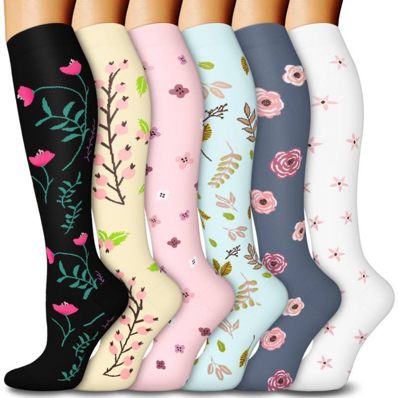 lot 6182 image: A6 Pairs Compression Socks for Women & Men 15-20mmHg Graduated Support Knee High Socks for Nurses, Travel, Athletic