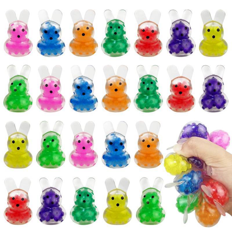 lot 4287 image: Anditoy 24 PCS Mini Easter Bunny Squeeze Toys Stress Balls Stress Relief Toys for Easter Basket Stuffers Egg Fillers Gifts Party Favors