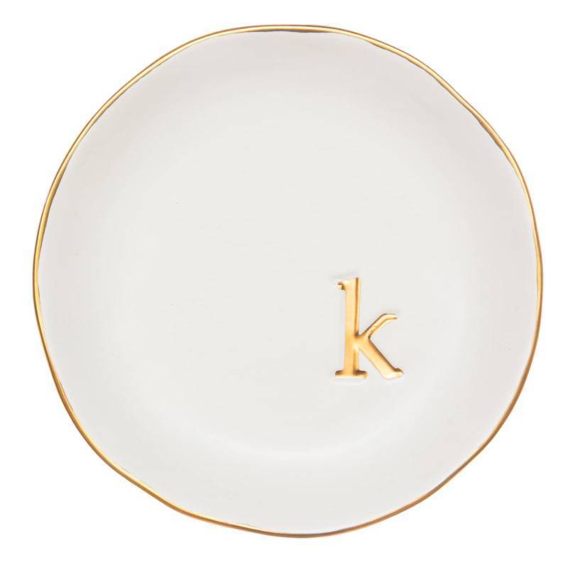 lot 6191 image: COLLECTIVE HOME - Ceramic Jewelry Tray, Decorative Trinket Dish for Rings Earrings Necklaces Bracelet Watch Keys, Birthday Mothers Day Christmas Gift for Women, 4.75, White Surface (K)