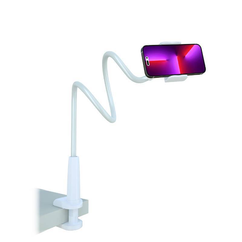 lot 6198 image: MAGIPEA Cell Phone Clip Bed Stand Holder, with Grip Flexible Long Arm Gooseneck Bracket Mount Clamp for Desk, Compatible with iPhone 14 Pro Max XR X 8 7 6 or Other 3.5-7 Devices (White)