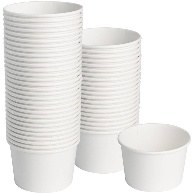 lot 6200 image: ESSENTIAL Paper Ice Cream Cups, 50pcs 8oz Disposable Dessert Bowls for Hot or Cold Food, Lids Not Included, Paper Snack Containers for Sundae, Frozen Yogurt, Soup (White)