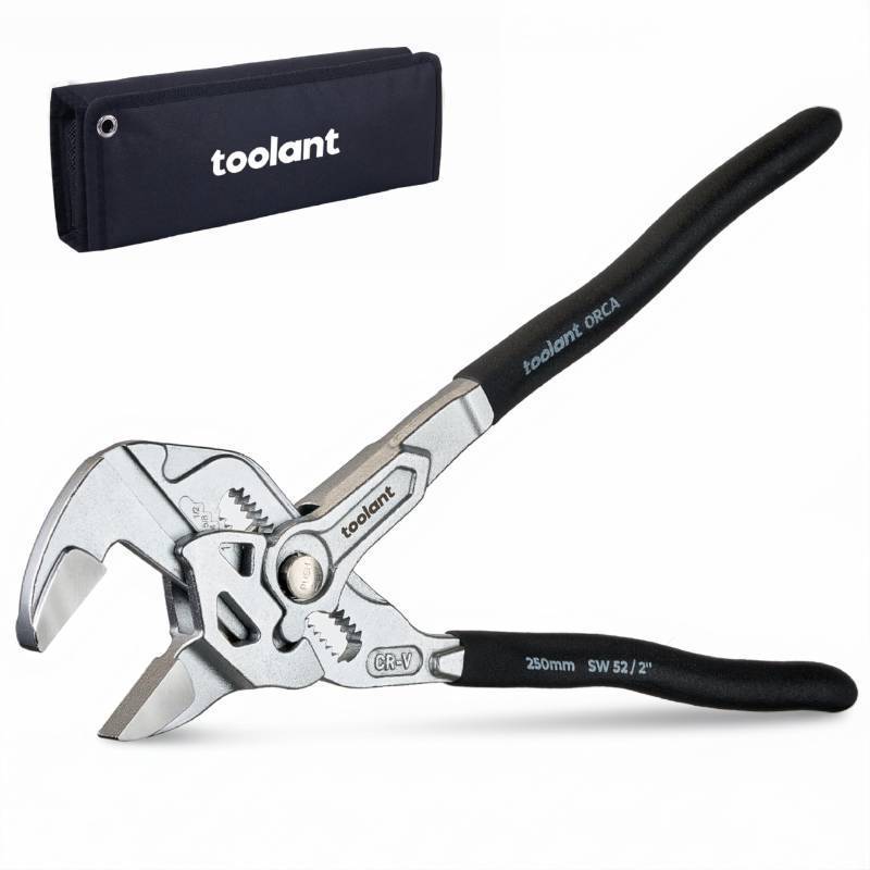 lot 6203 image: toolant 10-Inch Chrome Plated Pliers Wrench, CR-V Adjustable Wrench with Anti-Rust Coating, Smooth Parallel Jaws, Comfort Grip and Storage Pouch for Home Repair, Plumbing, Nuts, Water Pipes