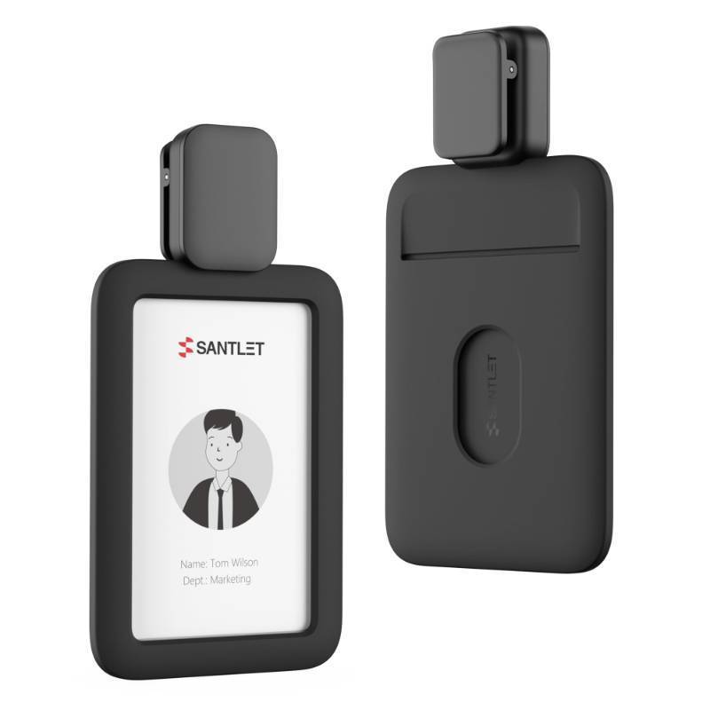 lot 4304 image: Badge Reel with Alligator Pinch Clip, SANTLET Silicone ID Badge Holder Name Tag Case Protector with Retractable Cord, 2 Card Slots for Nurses Teachers Employees Office Workers Black