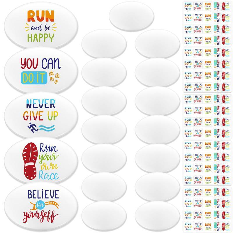 lot 4307 image: Gilprop 20 Pcs Running Bib Clips with 20 DIY Stickers Bib Snaps for Runners Number Buckle Fixing Safety Lock Race Clips Marathon Number Holder Triathlon Race Bib Holder for Field Event(Inspirational)