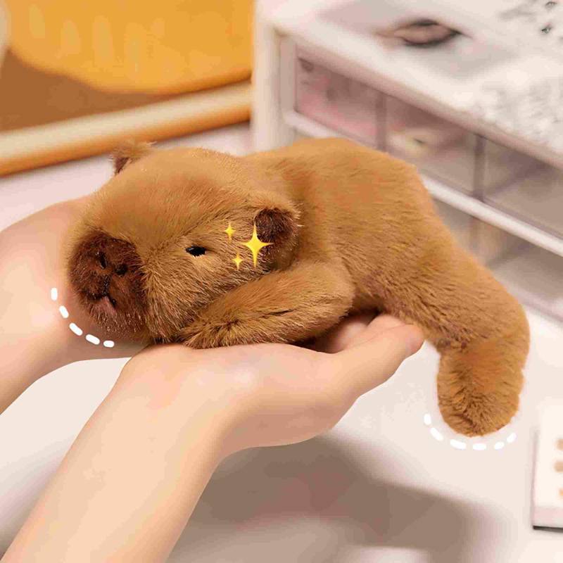 lot 4310 image: Karoeiwa Mini Palm-Sized Capybara Stuffed Animal 7.8 inch Soft Small Cute Capibara Plush Doll Plushies Toys Decoration Gifts for Kids Brown