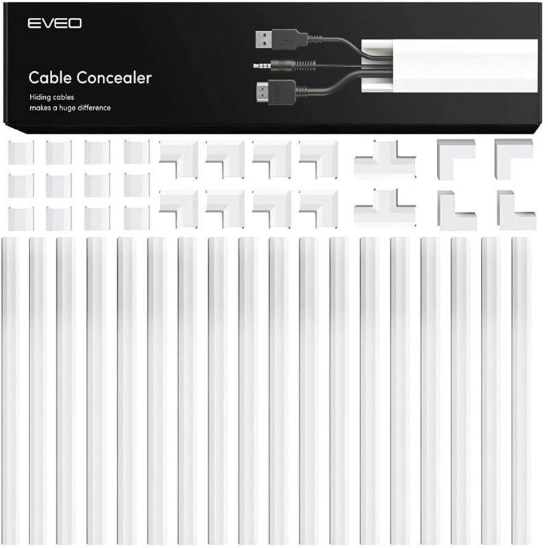 lot 6218 image: EVEO Cable Hider Wall 306 - Cable Raceway Cord Hider - Wire Covers for Cords on Wall, Cord Cover, Wall Cable Hider, Cable Concealer, Wire Hiders for TV on Wall Management-20X (L16 W0.95 H0.5) - White