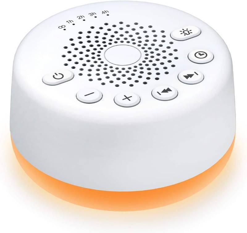 lot 4313 image: Sound Machine Easysleep White Noise Machine with 25 Soothing Sounds and Night Lights with Memory Function 32 Levels of Volume and 5 Sleep Timer Powered by AC or USB for Sleeping Relaxation (White)