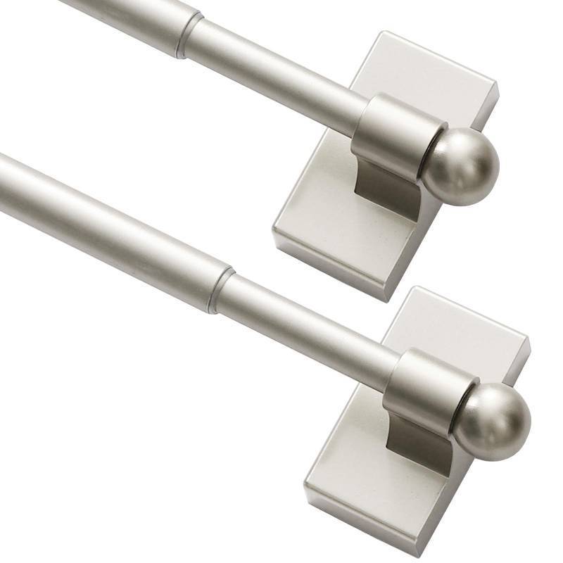 lot 6221 image: Turquoize 2 Pack Magnetic Curtain Rods, Multi-Use, Adjustable 9-16 inch, Nickel, 2-Pack