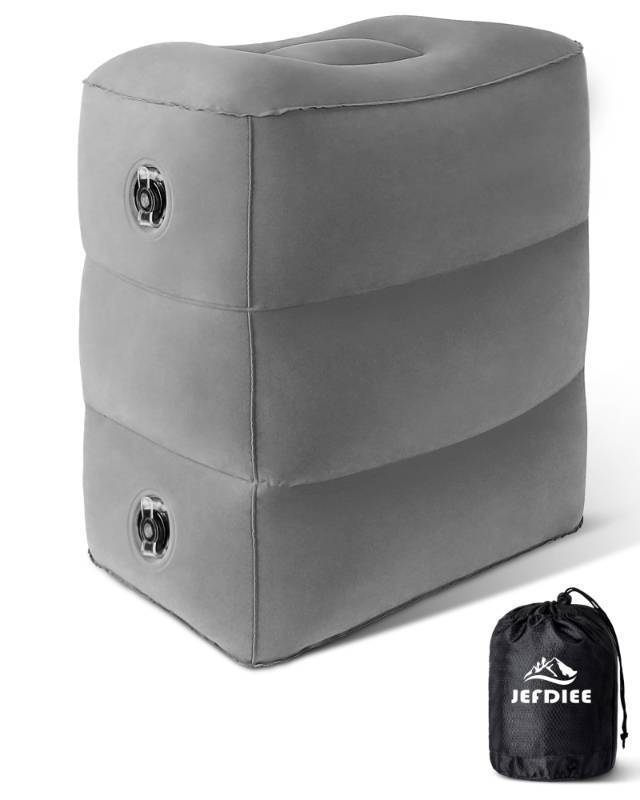 lot 6226 image: JefDiee Inflatable Foot Rest Pillow, Kids Airplane Bed, Adjustable 3 Layers Height Leg Rest Pillow, Airplane Travel Essentials Great for Office, Home, Trains, Cars