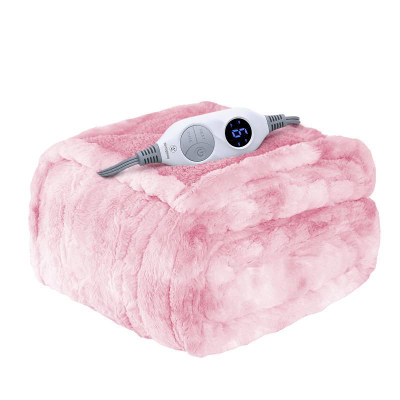 lot 11033 image: Westinghouse Electric Throw Blanket, Faux Fur Heated Blanket with 6 Heating Levels & 2-10 Hours Auto Off, Soft Cozy Sherpa Heated Blanket Washable Blanket (50 x 60 Throw Size, Pink)