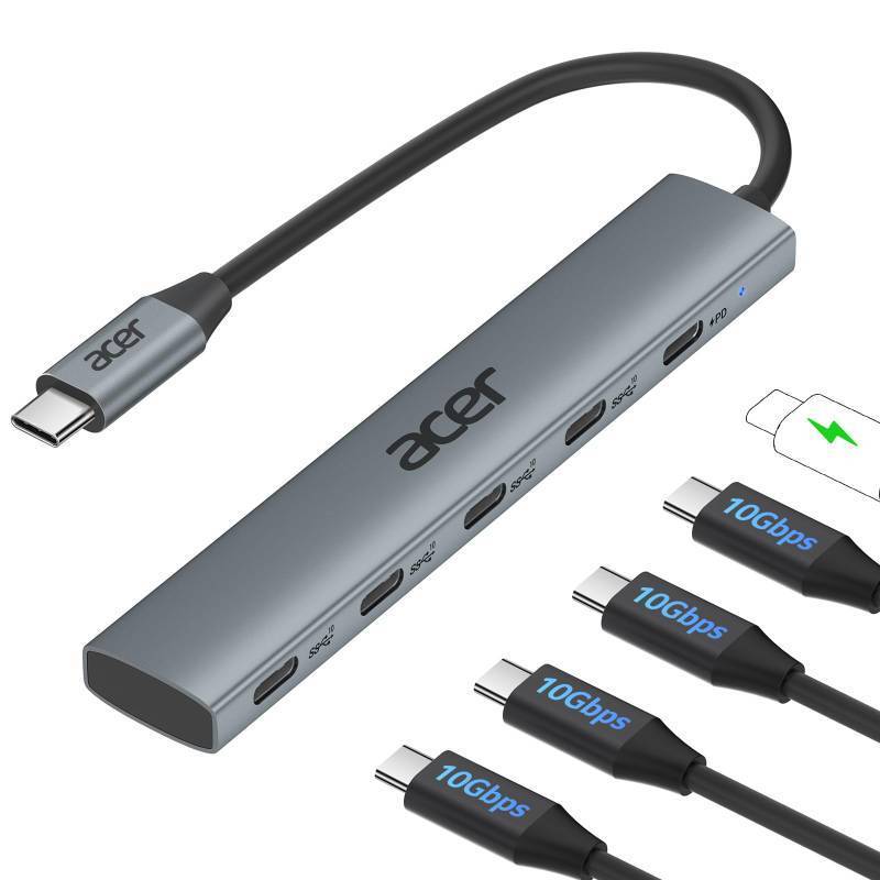lot 6236 image: Acer 10 Gbps USB C Hub, USBC Splitter with 4USB C 3.2 and 100W PD Port, Fast Transfer Type-C Multiport Adapter Compatible with MacBook ProM2M1, iPad, Surface Pro, XPS��No Video Output��