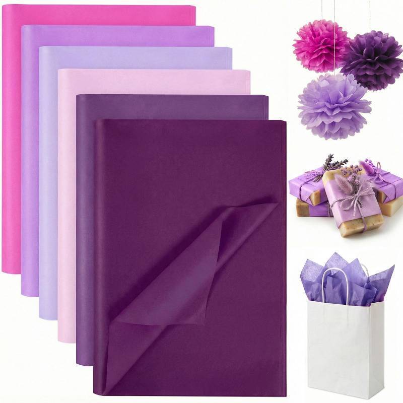 lot 6238 image: Koogel 330 Sheets Purple Tissue Paper, 14 x 10 Inch Wrapping Paper 6 Colors for Gift Bags Weddings Birthday Mothers Day Decorations DIY Crafts