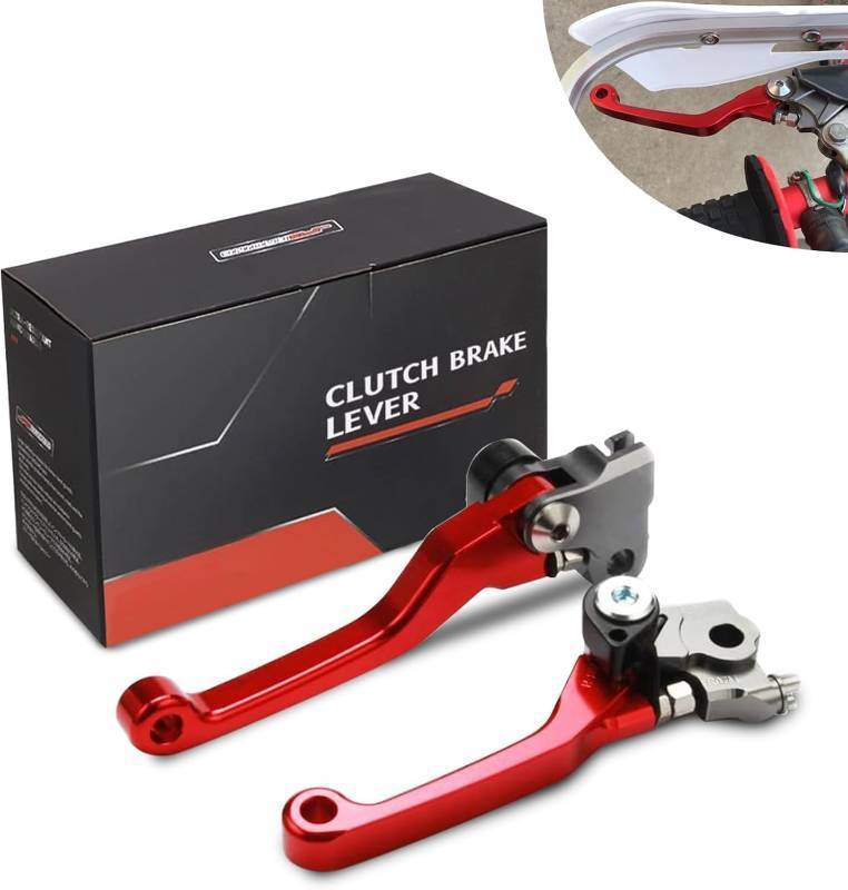 lot 4323 image: JFG RACING Dirt Bike Clutch Brake Lever,CNC Billet Pivot Foldable Motorcycle Handle Levers for CRF250R 07-25CRF450R 07-25CRF250RX 19-25CRF450RX 17-20CRF450RWE 19-Red