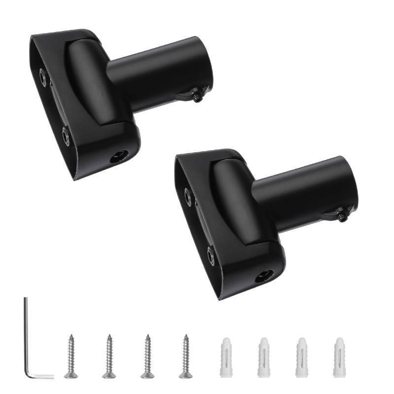 lot 6248 image: Shonmogar 2 Pack Shower Curtain Rod Brackets,Zinc Alloy Shower Curtain Rod Holder with Screw, Wall Mount Shower Rod Bracket,180° Rotatable Rod Bracket for 1 Inch Curved Rod, Black