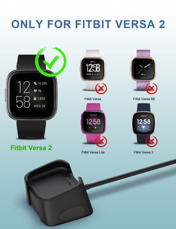 lot 6250 image: A3.3Ft USB Charger Compatible with Fitbit Versa 2 Charger Dock Anti-Slip Replacement Smartwatch Charging Cable Stand(not for Fitbit VersaVersa Lite)