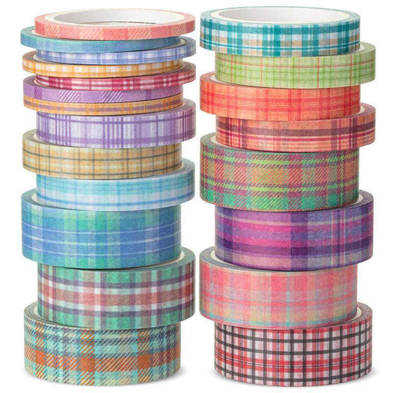 lot 4330 image: Mr. Pen- Washi Tape Set, 21 Rolls, Assorted Sizes, 5 YardsRoll, Washi Tape for Scrapbook, Arts, Crafts, Journals and Planners, Plaid Design
