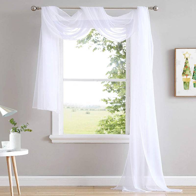 lot 6255 image: NICETOWN Sheer Canopy Bed Curtains Panels 216 - Home Decoration Sheer Voile Scarf Valance for Wedding (1 Panel, W60 x L216, White)