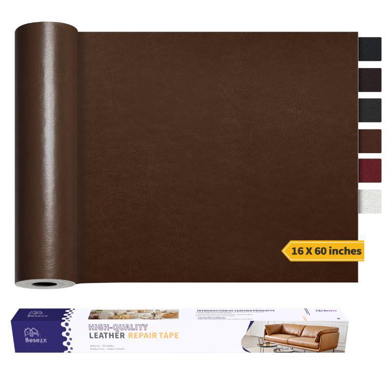 lot 12143 image: Besezx Leather Repair Patch Tape Kit, Self Adhesive Leather Repair for Furniture, Couch, Sofa, Car Seats,Office Chair,Vinyl Repair Kit.60inx16in