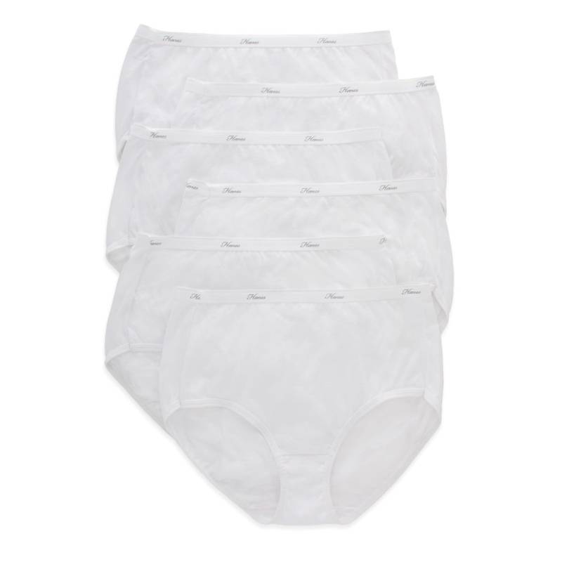 lot 6261 image: Hanes Womens High-waisted Panties, 6-pack, Moisture-wicking Cotton (Colors May Vary) Briefs-underwear, White, 7 US size L