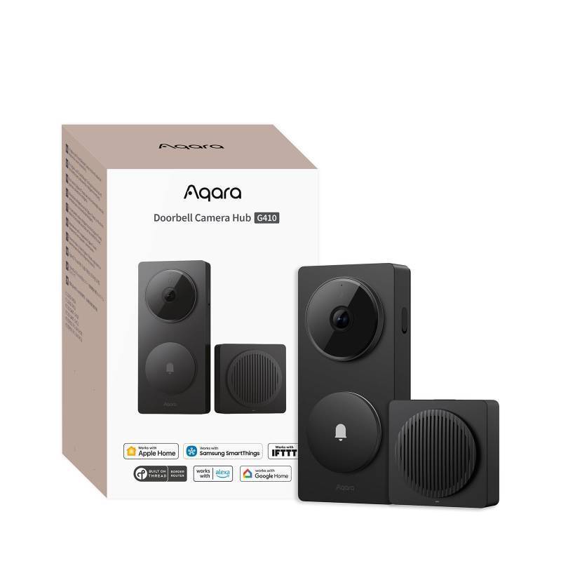 lot 4337 image: Aqara Smart Doorbell Camera G410 with Chime, 2K, HomeKit Secure Video, 2-Way Audio, Built-in Matter Hub, WirelessWired, Supports Apple Home, Alexa, Google, Home Assistant, 2.4G5GHz Wi-Fi, Black