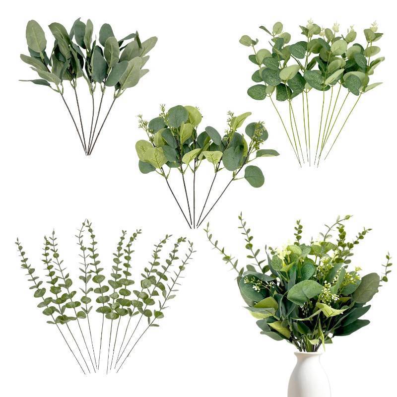 lot 6268 image: Holyenten 30 Pcs Eucalyptus Stems Bulk, 4 Kinds Mixed Artificial Silver Dollar Eucalyptus Greenery Branches for Wedding Centerpieces, Floral Arrangements, Vase Bouquet Home Decor