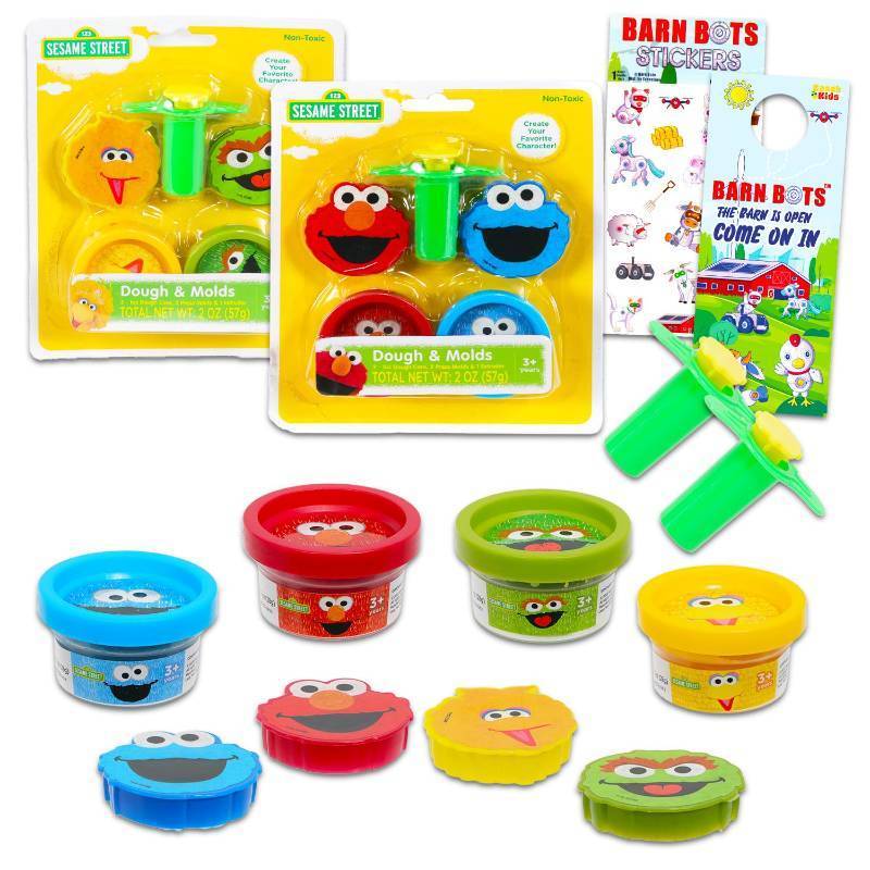 lot 4344 image: Sesame Street Arts and Crafts Kit for Kids - Bundle with Moldable Dough Tubs, Character Molds, Extruder, Stickers, More  Sesame Street Sensory Play for Boys, Girls