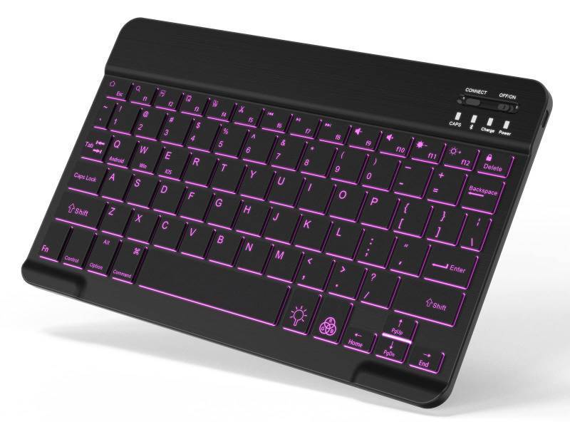 lot 4346 image: Backlit Bluetooth Keyboard Small Portable Wireless Keyboard Rechargeable Illuminated for Android Samsung Tablet Cell Phone Smartphone iPad A16 11th 10th Generation iPad Pro Air Mini iPhone (Black)