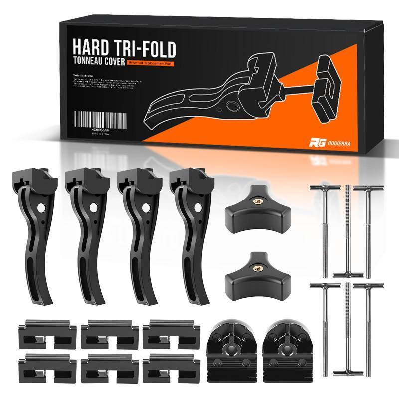 lot 3557 image: Replacement Parts for Hard Tri-Fold Tonneau Cover, Includes 6 T-Bolts, Front & Rear Clamps - Compatible with Most Truck Bed Covers