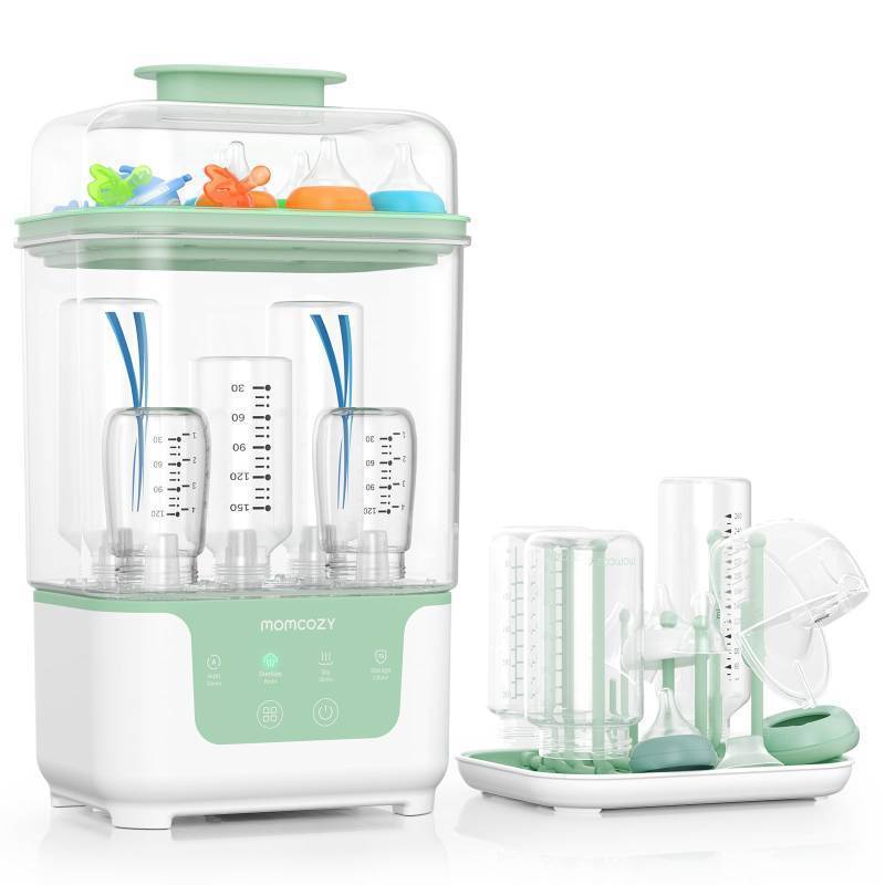 lot 6277 image: Momcozy Bottle Sterilizer and Dryer, Modular Nesting Space Saving Design, 6 Bottles Capacity, 4 in 1 Compact Sterilizer for Baby Bottles, Breast Pump Parts & Newborn Essentials, Drying Rack Included