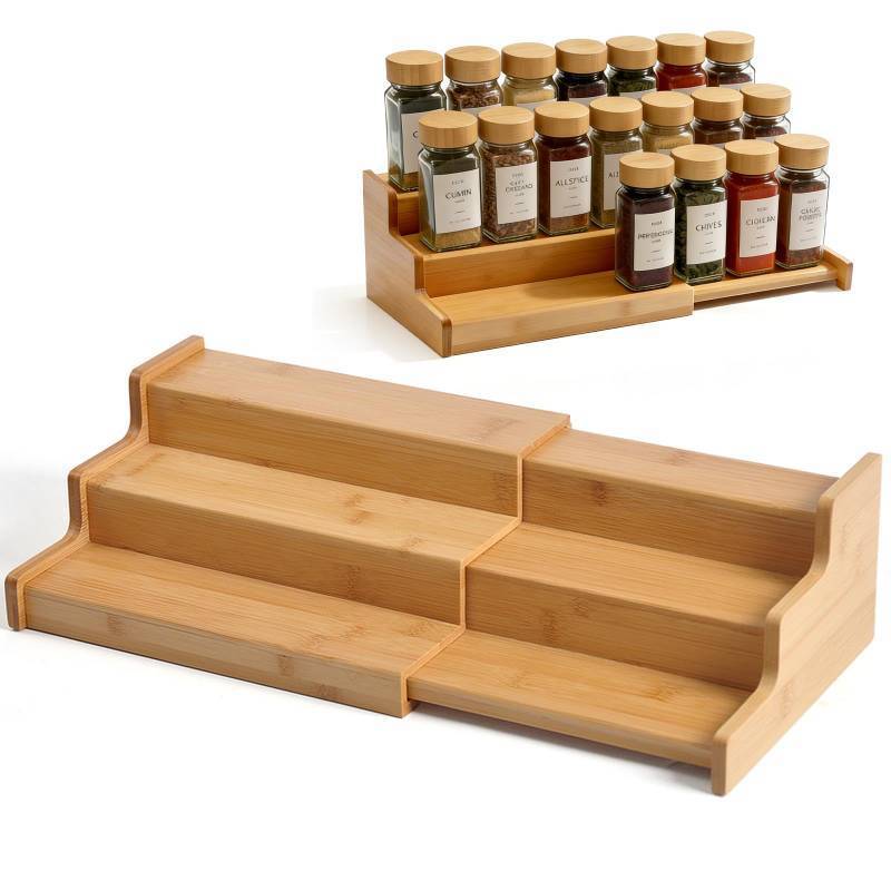 lot 11045 image: JinDoWin Spice Rack Organizer For Cabinet, Spice Organization For Cabinet, Spice Rack For Countertop,15.7 Inch Adjustable Seasoning Organizer Spice Organizer (1 Pack, Medium)