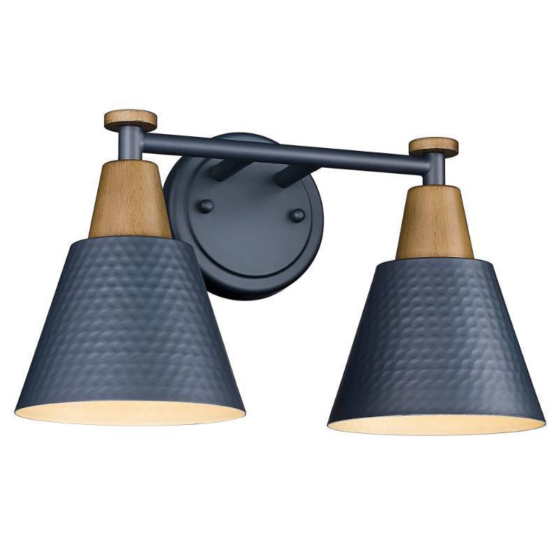 lot 3564 image: FEMILA 2-Light Bathroom Light Fixtures, Modern Bathroom Vanity Light with Hammered Metal Shade, Dark Blue Sconces Wall Lighting for Mirror Kitchen Bedroom, 4FG59B-2W Blue