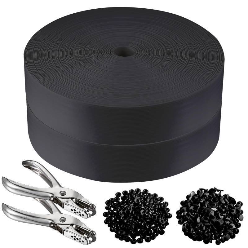 lot 3566 image: Chain Link Fence Privacy Strip, Privacy Fence, 492 ft. Fence Privacy Strip, (Includes 400 Clasps  2 Hole Punch) Black��Suitable for Decks, patios,grates, Wire mesh and More.