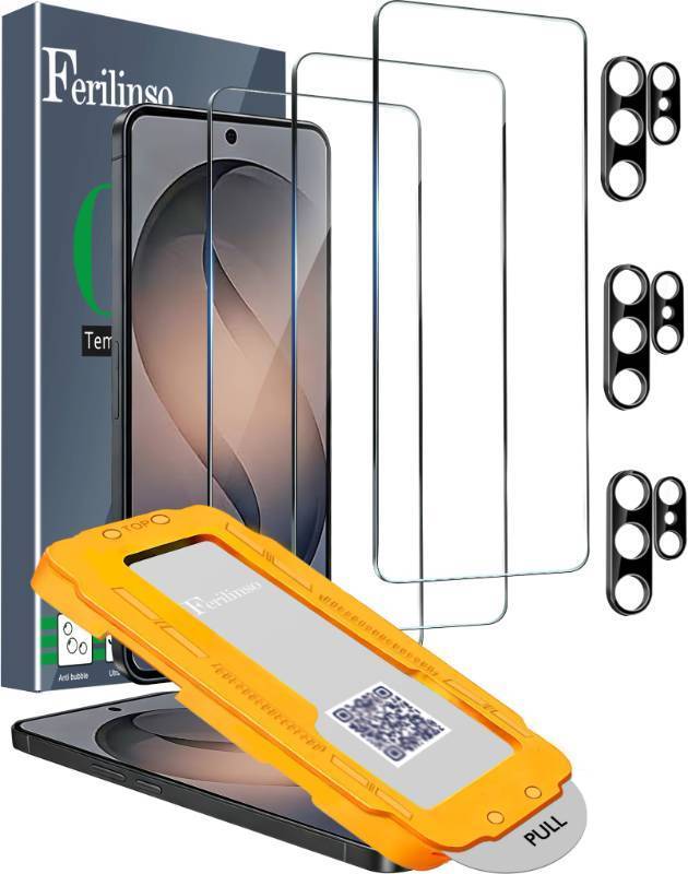 lot 12174 image: Ferilinso Auto Dust Install 3 Pack Screen Protector for Samsung Galaxy S26 Ultra, Military Grade Shatterproof, with 3Pack Tempered Glass Camera Lens Protector, Phone Case Friendly Accessories