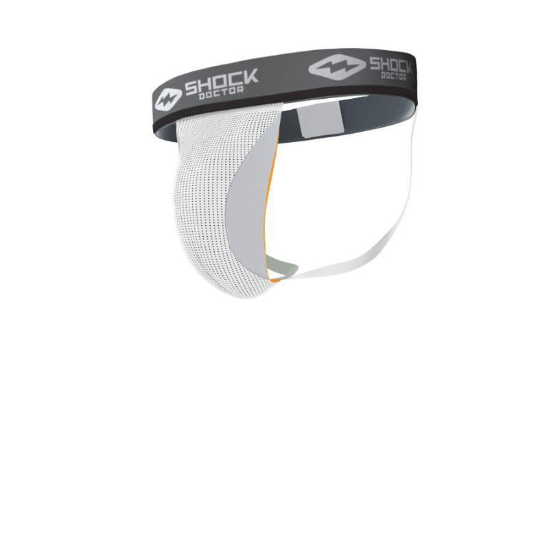 lot 6305 image: Shock Doctor Athletic Supporter with Cup Pocket, Jock Strap Protection, (Cup Not Included), WHITE, Boys Large